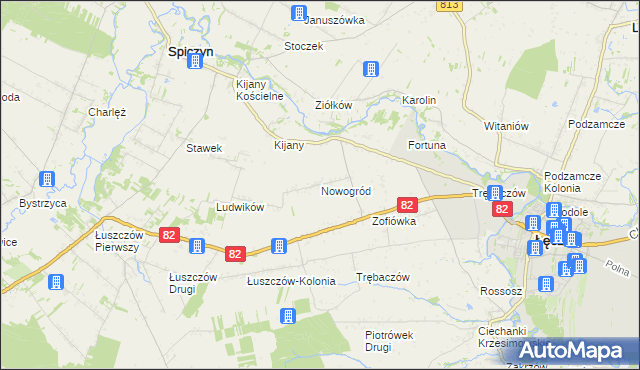 mapa Nowogród gmina Łęczna, Nowogród gmina Łęczna na mapie Targeo