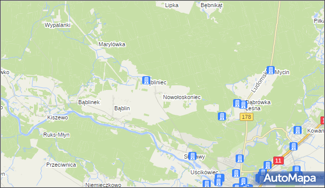 mapa Nowołoskoniec, Nowołoskoniec na mapie Targeo