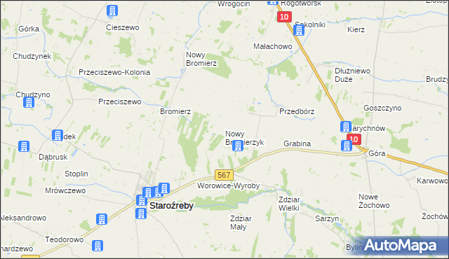 mapa Nowy Bromierzyk, Nowy Bromierzyk na mapie Targeo