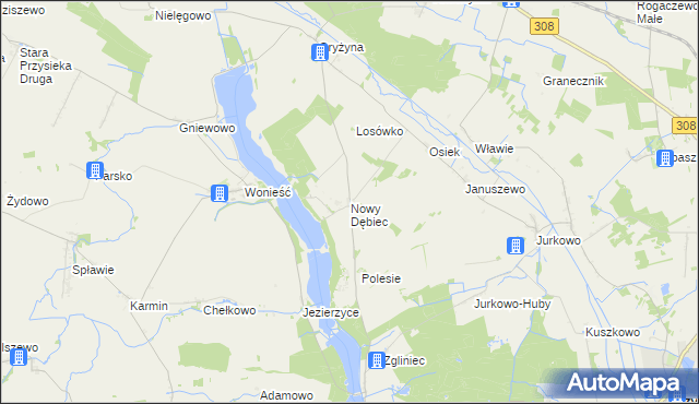 mapa Nowy Dębiec, Nowy Dębiec na mapie Targeo