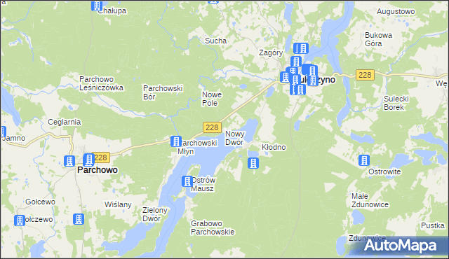 mapa Nowy Dwór gmina Sulęczyno, Nowy Dwór gmina Sulęczyno na mapie Targeo
