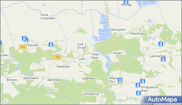 mapa Nowy Dwór gmina Szamocin, Nowy Dwór gmina Szamocin na mapie Targeo