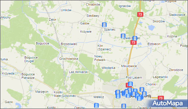 mapa Nowy Folwark gmina Busko-Zdrój, Nowy Folwark gmina Busko-Zdrój na mapie Targeo