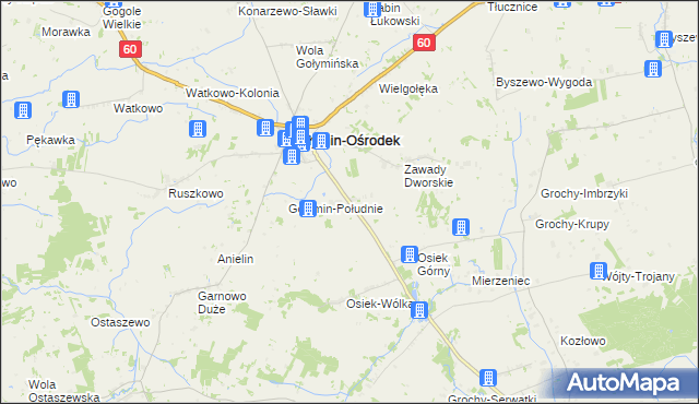 mapa Nowy Gołymin, Nowy Gołymin na mapie Targeo