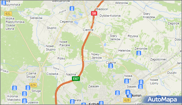 mapa Nowy Janków, Nowy Janków na mapie Targeo
