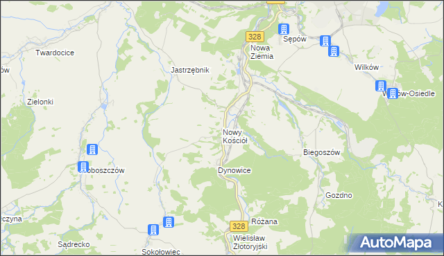 mapa Nowy Kościół, Nowy Kościół na mapie Targeo