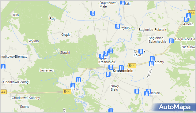 mapa Nowy Krasnosielc, Nowy Krasnosielc na mapie Targeo