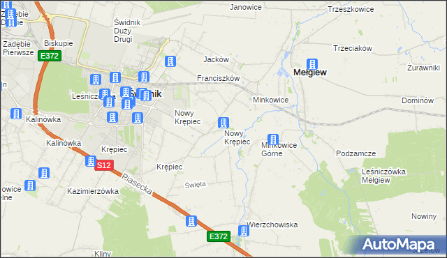 mapa Nowy Krępiec, Nowy Krępiec na mapie Targeo