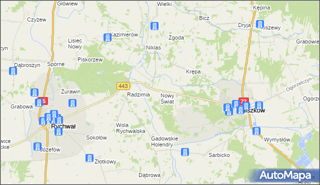 mapa Nowy Świat gmina Tuliszków, Nowy Świat gmina Tuliszków na mapie Targeo