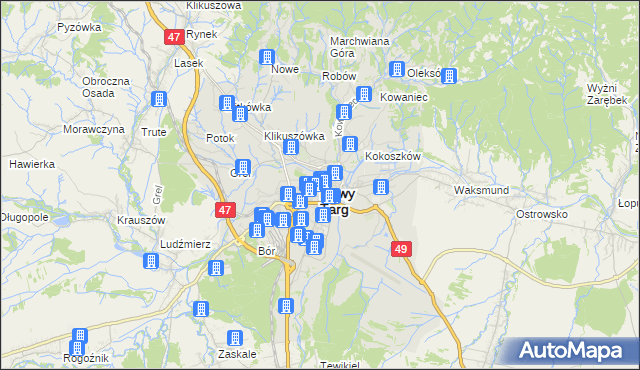 mapa Nowego Targu, Nowy Targ na mapie Targeo