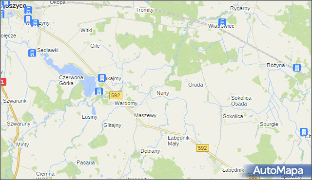 mapa Nuny, Nuny na mapie Targeo