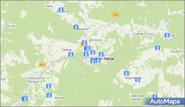 mapa Nurzec-Stacja, Nurzec-Stacja na mapie Targeo