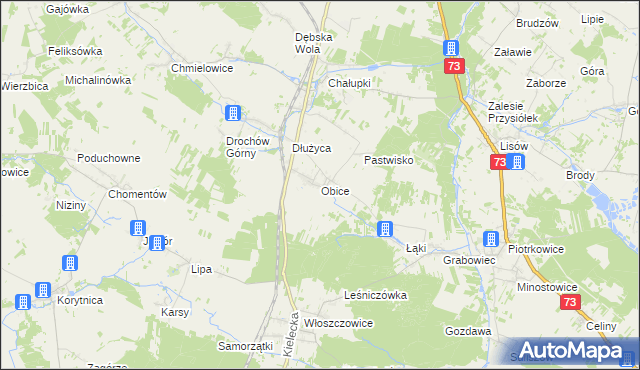 mapa Obice, Obice na mapie Targeo