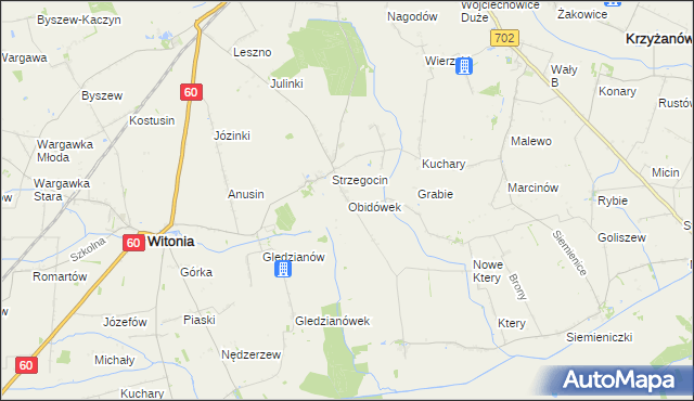 mapa Obidówek, Obidówek na mapie Targeo
