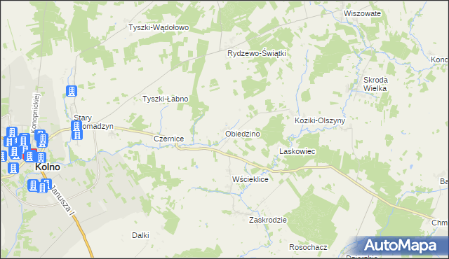mapa Obiedzino, Obiedzino na mapie Targeo