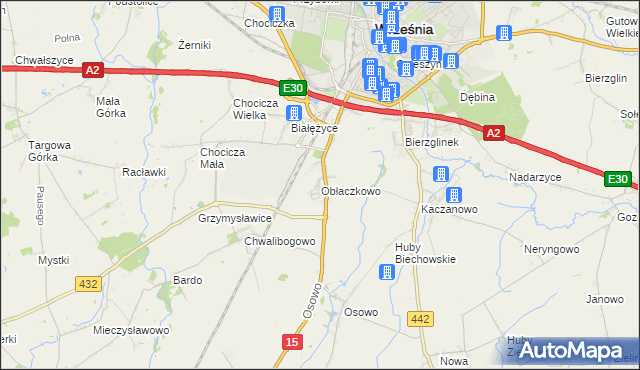 mapa Obłaczkowo, Obłaczkowo na mapie Targeo