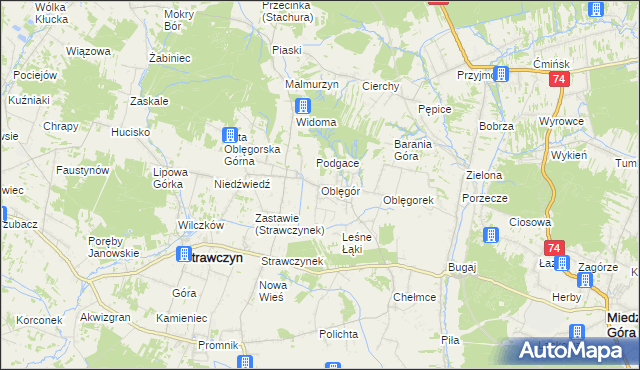 mapa Oblęgór, Oblęgór na mapie Targeo