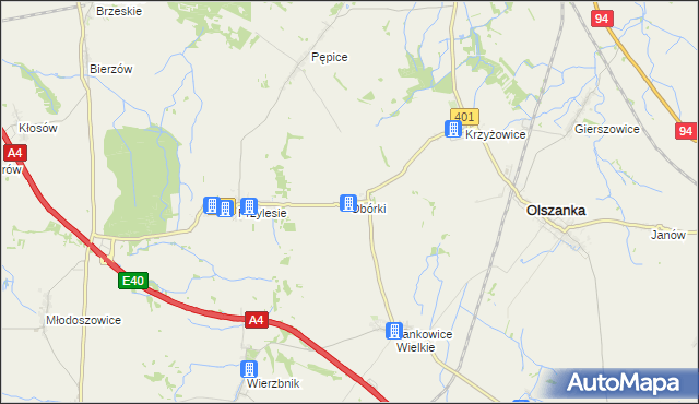 mapa Obórki gmina Olszanka, Obórki gmina Olszanka na mapie Targeo