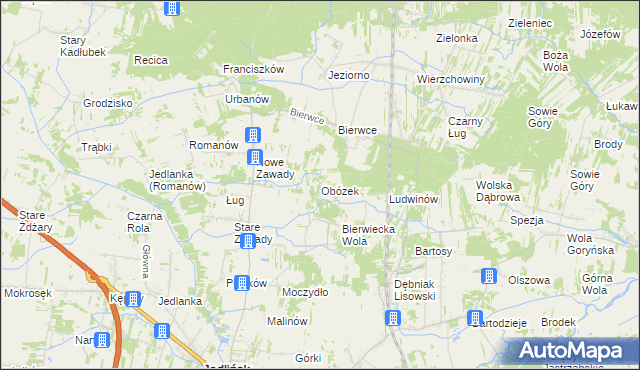 mapa Obózek, Obózek na mapie Targeo