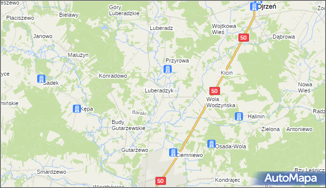 mapa Obrąb gmina Ojrzeń, Obrąb gmina Ojrzeń na mapie Targeo