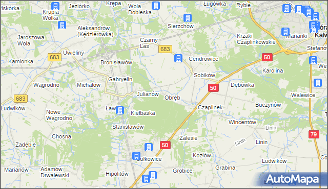 mapa Obręb gmina Góra Kalwaria, Obręb gmina Góra Kalwaria na mapie Targeo