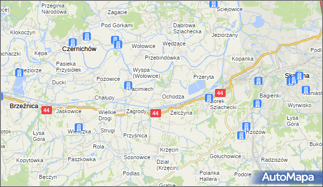mapa Ochodza gmina Skawina, Ochodza gmina Skawina na mapie Targeo