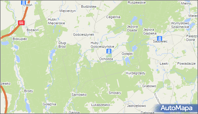 mapa Ochodza gmina Trzemeszno, Ochodza gmina Trzemeszno na mapie Targeo