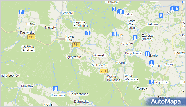 mapa Ociesęki, Ociesęki na mapie Targeo