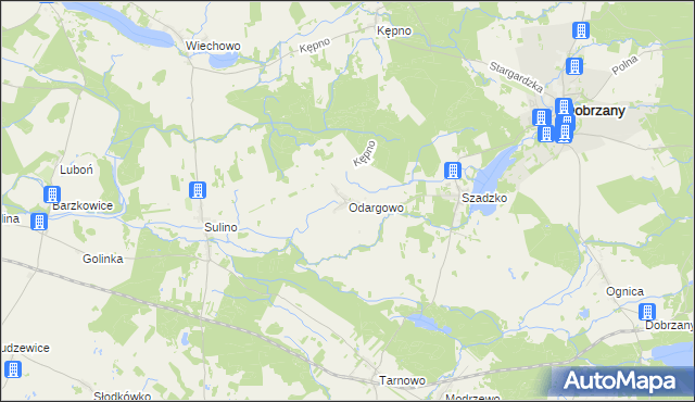 mapa Odargowo gmina Dobrzany, Odargowo gmina Dobrzany na mapie Targeo