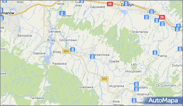 mapa Odrzechowa, Odrzechowa na mapie Targeo