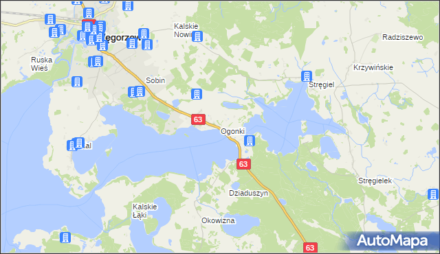 mapa Ogonki gmina Węgorzewo, Ogonki gmina Węgorzewo na mapie Targeo