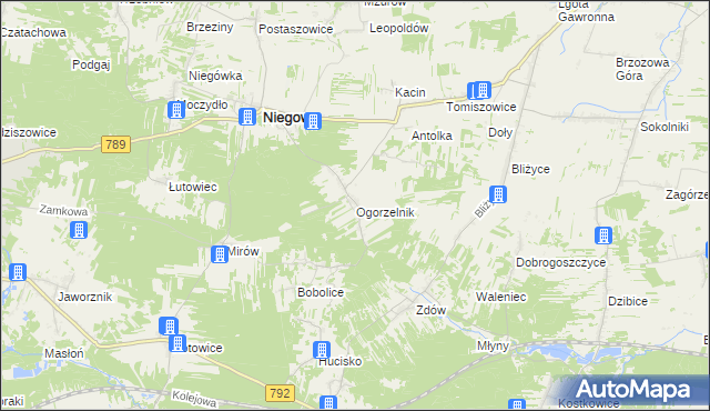 mapa Ogorzelnik, Ogorzelnik na mapie Targeo