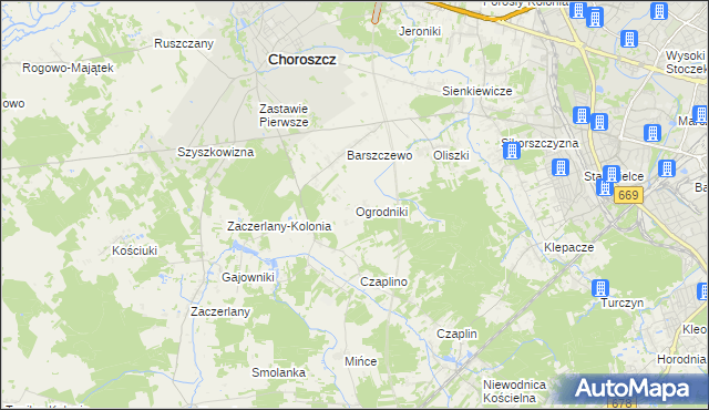 mapa Ogrodniki gmina Choroszcz, Ogrodniki gmina Choroszcz na mapie Targeo