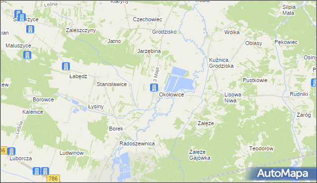 mapa Okołowice gmina Koniecpol, Okołowice gmina Koniecpol na mapie Targeo