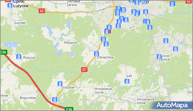 mapa Olbrachtów, Olbrachtów na mapie Targeo