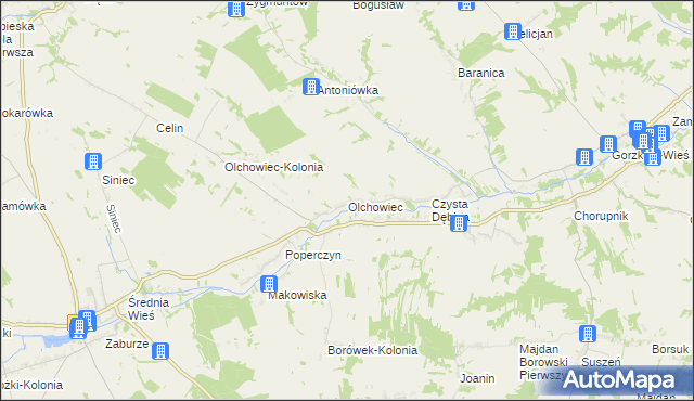mapa Olchowiec gmina Żółkiewka, Olchowiec gmina Żółkiewka na mapie Targeo