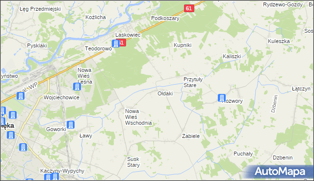 mapa Ołdaki gmina Rzekuń, Ołdaki gmina Rzekuń na mapie Targeo