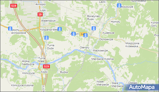 mapa Olendry gmina Siemiatycze, Olendry gmina Siemiatycze na mapie Targeo