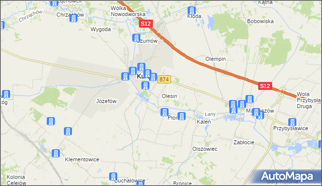 mapa Olesin gmina Kurów, Olesin gmina Kurów na mapie Targeo