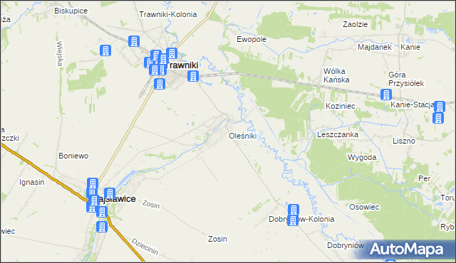 mapa Oleśniki, Oleśniki na mapie Targeo