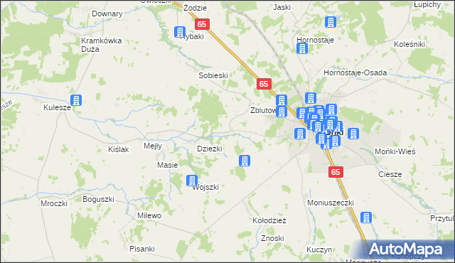 mapa Oliszki gmina Mońki, Oliszki gmina Mońki na mapie Targeo