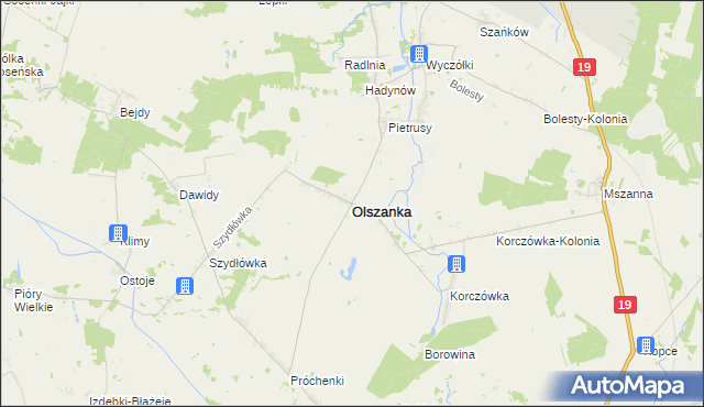 mapa Olszanka powiat łosicki, Olszanka powiat łosicki na mapie Targeo