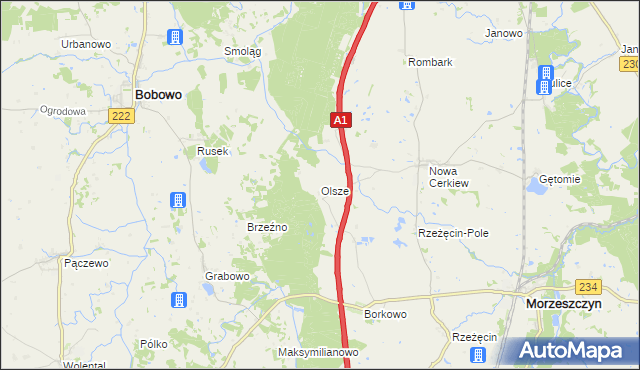mapa Olsze, Olsze na mapie Targeo
