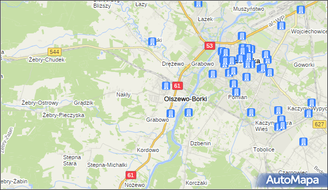 mapa Olszewo-Borki, Olszewo-Borki na mapie Targeo