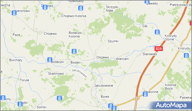 mapa Olszewo gmina Boćki, Olszewo gmina Boćki na mapie Targeo