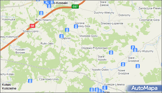 mapa Olszewo-Przyborowo, Olszewo-Przyborowo na mapie Targeo