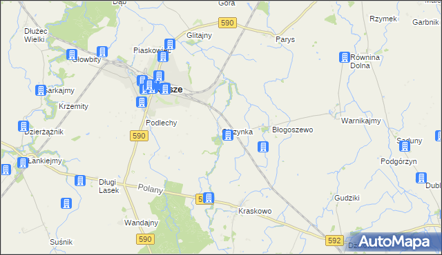 mapa Olszynka gmina Korsze, Olszynka gmina Korsze na mapie Targeo