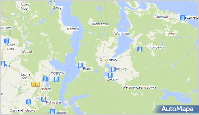 mapa Onufryjewo, Onufryjewo na mapie Targeo