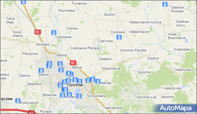 mapa Opalanki gmina Ozorków, Opalanki gmina Ozorków na mapie Targeo
