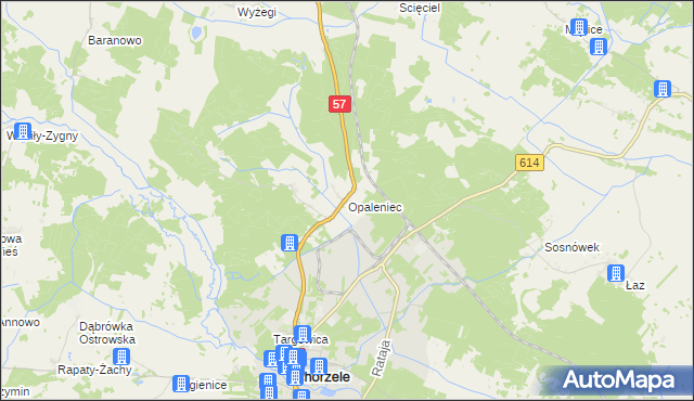 mapa Opaleniec, Opaleniec na mapie Targeo